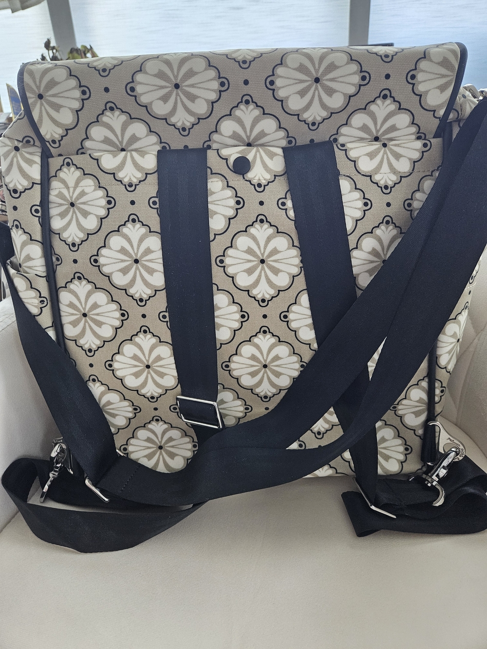 Petunia Pickle Bottom Beige Patterned Diaper Bag Backpack - Picture 5 of 10